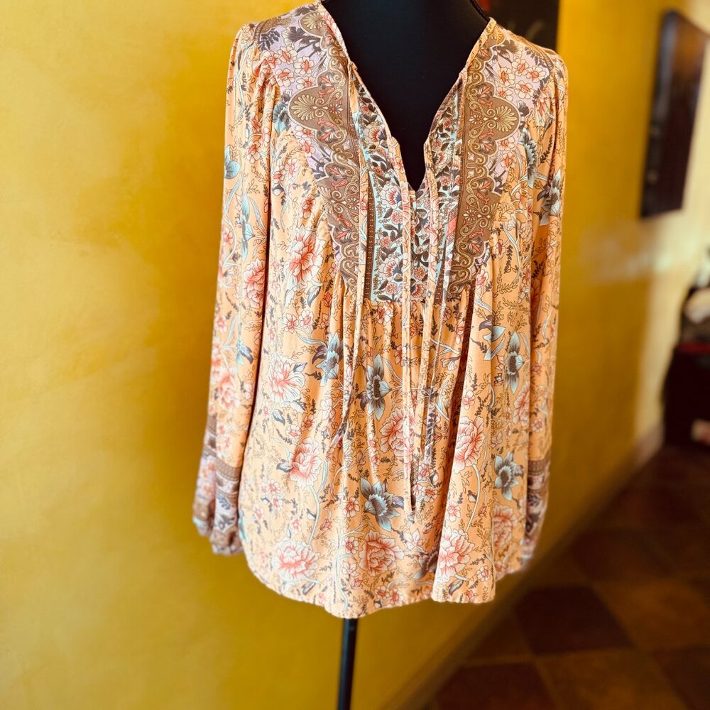 NWOT! Boho Floral Kaywide Peasant Blouse – Size Small